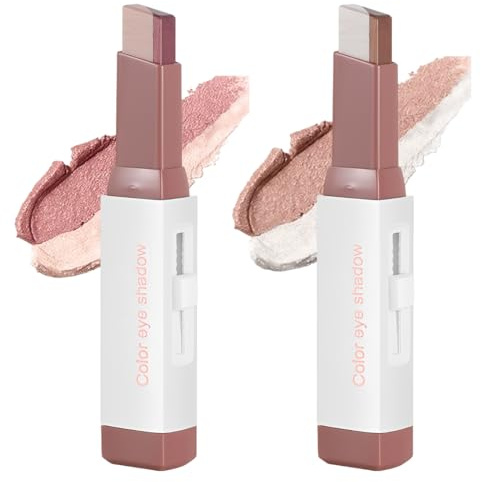 JHAZUN 2 Bastoncini Di Ombretti Meccanici,Due Colori Per Bastoncino,Texture Cremosa,Delicati Sulla Pelle,Per Look Naturali