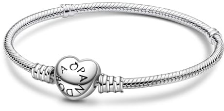 Ruaidhra Moments Herz Charms Anhänger Armband Damen Sterling Silber 925,Charm für Armbänder,Schlangenkette,Bettelarmband,Bracelet for Women,Geburtstagsgeschenk,Geschenk für Frauen,17cm