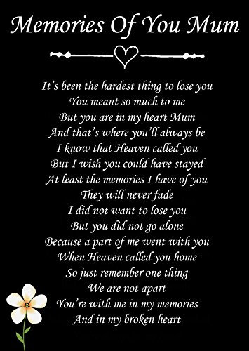 Memories Of You Mum Memorial Graveside Poem Keepsake Card Includes Free Ground Stake F77