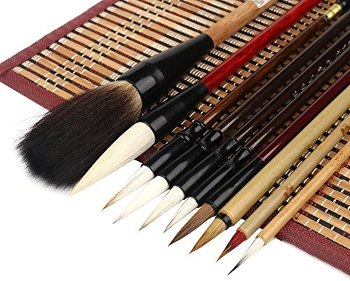 Corcio Shanlian Hubi écriture Brosse aquarelle calligraphie chinoise Brosse de Kanji japonais Sumi Peinture Pinceaux 9 pièces/Lot 9pcs