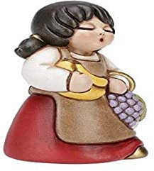 THUN - Figur Krippe Damen mit Früchten - Weihnachtsdekoration Haus - Linie Krippe, rote Variante - Keramik - 8 h cm