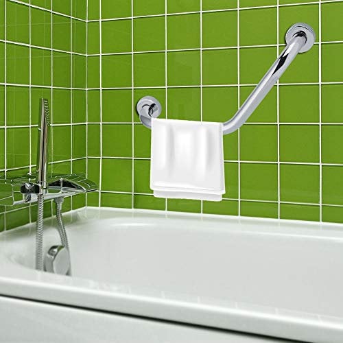 Bathtub Safety Handle Curved Assist Stainless Steel Shower Grab Bar Rack Wall Mount Tub Handrail Anti-Slip Grab Rails Bathroom Balance Bar for Elderly Pregnant Women Home Hotel Accessories