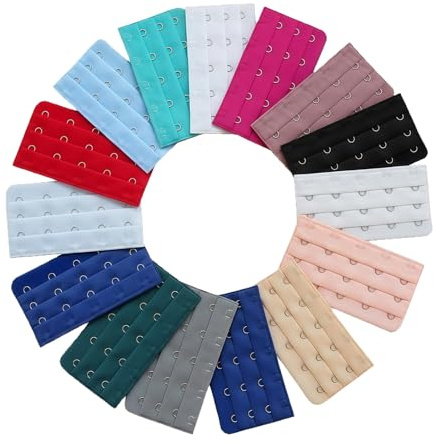 15Pcs Women Bra Extender Strap 5 Hooks 3 Rows Spacing Bra Extension Hooks Back Band Extenders Assorted Colors