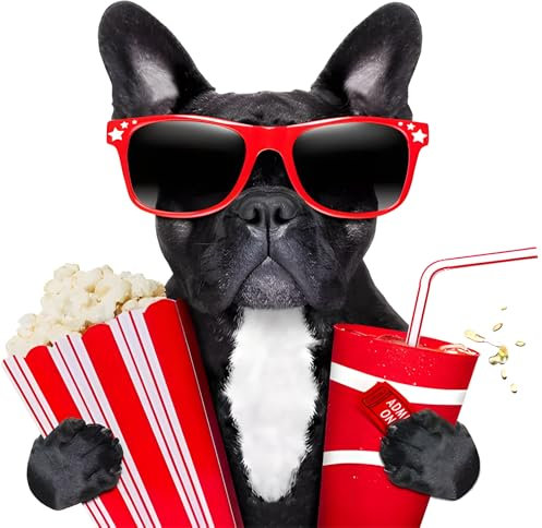 MXJSUA DIY 5D Diamantmalerei Full Round Drill Kit Strass Bild Home Wanddekoration 30x30cm Schwarze Bulldogge mit Popcorn und Cola