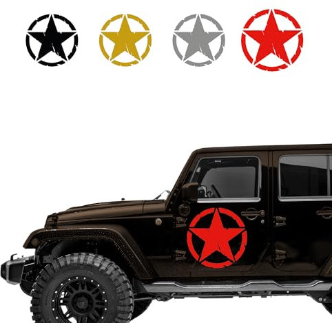 Autodomy Pack mit 2 Sticker Sterne | Militär Aufkleber Beständig gegen Regen und Sonne | Aufkleber für Auto 4x4 Offroad Geländewagen | Us Army Sticker (Rot, 15 cm)