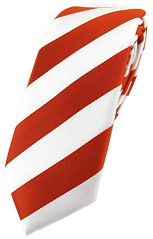 TigerTie - schmale Designer Krawatte in orange weiss gestreift