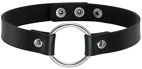 MILAKOO gothic PU Lederhalsband O-Ring Punk Rock Choker Halskette für Damen Frauen schwarz