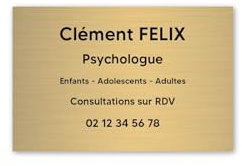 DECOHO - Plaque professionnelle personnalisée en PVC pour psychologue, sophrologue - Or lettres noires Adhésif 3M
