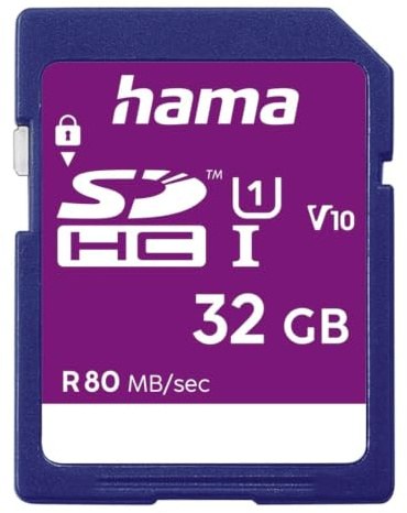 Hama 32 GB SDHC Speicherkarte (Speicherkarte Klasse 10, UHS-I, 80 MB/S, 5 Jahre Garantie)