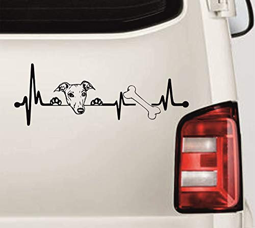 myrockshirt Herzschlag Heartbeat Greyhound Windhund Hund Hundeliebe petlove ca.25cm Aufkleber Sticker Autoaufkleber Wandtattoo