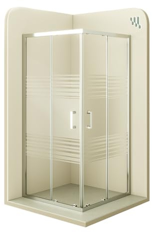 Moments of Glass - Mampara de Ducha Diana 70x100x180cm | REVERSIBLE | Puerta corredera, Ajuste 67,5-69,5 x 97,5-99,5cm | Perfiles Cromados, Cristal Parcialmente satinado 6mm