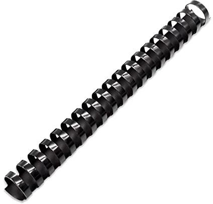 Binditek 50 Pack Plastic Binding Comb Spines, 1 Inch Diameter, 225 Sheet Capacity, 19 Ring, for Letter Size, Black, for Students and Coworkers