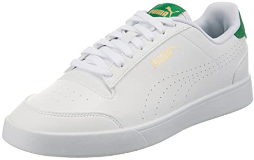 PUMA Unisex Adults' Fashion Shoes Puma Shuffle Perf Low-Top Sneakers & Trainers, Puma White-Puma Team Gold-Amazon Green, 40.5