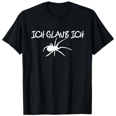 Lustige Arachnophobie Sprüche Angst vor Spinnen Ich glaub ich spinne T-Shirt für Arachnophobie Unisex-Erwachsene Schwarz S
