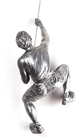 ADSEA Klettermann Harz Eisen Wand-Skulptur,Hängen 3D Klettern Mann Dekoration Skulptur Für Figuren Creative Retro Present Statue Dekor-Rechts Silber