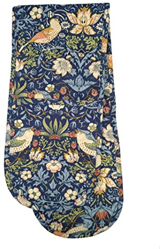 Jansons Direct Linens Strawberry Thief Navy Design Quilted Double Oven Glove 100% William Morris Gallery