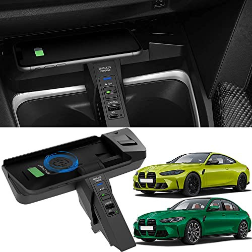 Singkin Chargeur sans Fil Voiture pour BMW 3 Series 4 Series 2013-2015 M3 M4 2014-2020, 15W Wireless Chargeur de Téléphone à Charge Rapide pour BMW F30/F31/F32/F33/F35/F36/F80/F82/F83 Accessoire