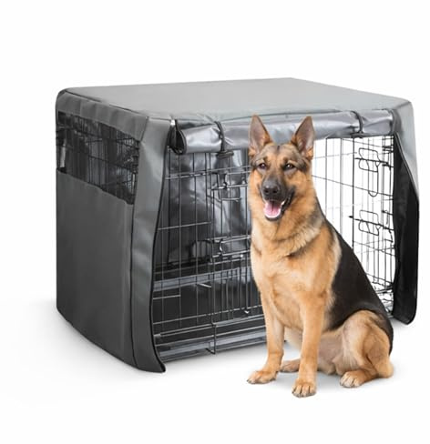 Furdreams Premium Cover for 48 Inch Dog Crate - Polyester with PVC Coating, Two Rolling Doors & Breathable Mesh Windows - Easy Installation & Machine Washable - Cage Cover for Puppy Training (XXLarge)