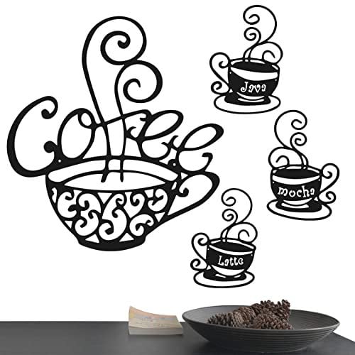 Coffee Cup Signs Metal - Metal Coffee Cup Wall Decor Wire Coffee Sign, Wire Coffee Wall Sign Wire Coffee Cat Sign Wire Wall Decor for Kitchen Restaurant Shop Decors