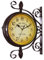 JAWSEU Vintage Doppelseitige Wanduhr, Bahnhofsuhr Doppelseitige Hängenduhr Wanduhr Retro Clock, Batteriebetrieben, Beidseitige Wanduhr für Drinnen und Draußen