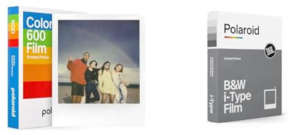 Polaroid Película Instantánea Color para 600, Multicolores (Película de Color) & Película Instantánea Blanco y Negro para i-Type, Negro y Blanco (Película en Blanco y Negro