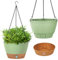 Evoio 2 Pack Hanging Plant Pot, 25CM Self Watering Flower Pots Hanging Plant Basket for Plants Flowers with Visible Water Level Tray Drainage Holes Removable Tray for Indoor Outdoor Plants(Green)