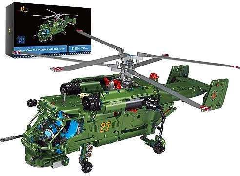 JMBricklayer Technik Flugzeug Bausteine für Erwachsene, 61510 Ka-27 U-Boot-Abwehrhubschrauber Klemmbausteine, Militär Spielzeug Modellbausatz für Technik ab 10 Jahre Jungen