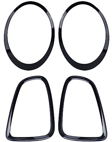 BONRYAN Scheinwerferblenden Cover Trim 4pcs Schwarz glänzend Scheinwerfer Rücklicht Surround Cover Trims Ersatz für Mini R56 R57 R58 R59 Cooper S JCW 2007-2015