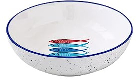 Easy Life Suppenteller, Schale SARDINE'S Party Fische rund D. 18cm weiß blau