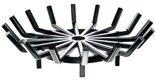 IDZO Grille à bûches en Fer forgé de 68,6 cm pour brasero Ronde araignée - Roue à Bois de Chauffage - Barre Robuste - Support à 4 Pieds - Noir