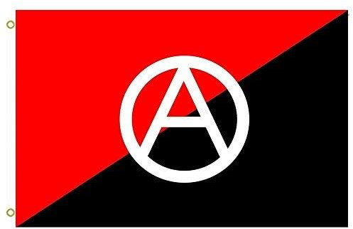 Bandiera 1,9 x 1,5 m (senza penna) bandiera anarchica grande FT bandiera A cerchio Anarchia Banner rosso nero Resist
