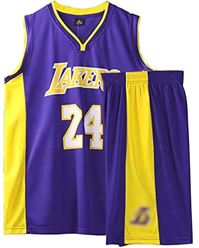 Qkydky Completo Basket Bambino, 2 Pezzi Magliette e Pantaloncini, Canotta e Pantaloncini, Completino per Ragazzi 4-14 Anni (Viola, M, 5-6 Anni)