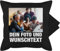 Kissenbezug - Geschenk mit Bild I eigenem Foto I Name I eigener Text I Wunschtext - 50 x 50 cm - Schwarz - Custom Kissen kissenbezüge selber gestalten selbst drucken Logo kopfkissen Machen