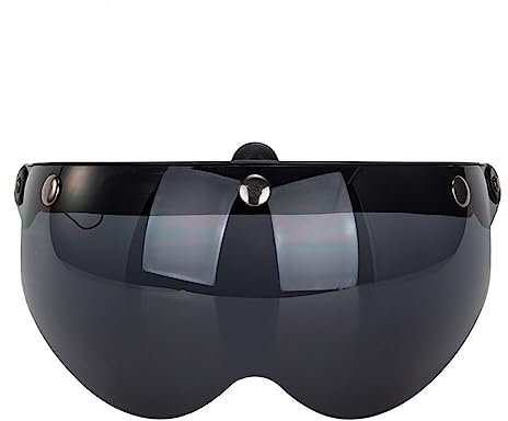 BIGULA Universelle Motorrad-Retro-Pilot-Style-Standard-Visiere mit 3 Druckknöpfen hochklappbar offener Helm Windschutz langlebige Visiere mit 3 Druckknöpfen