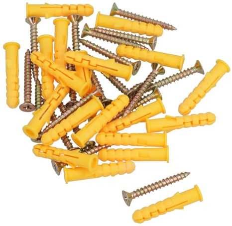 Lot de 48 vis à tête fraisée et chevilles pour bois, béton, brique - 4 x 40 mm