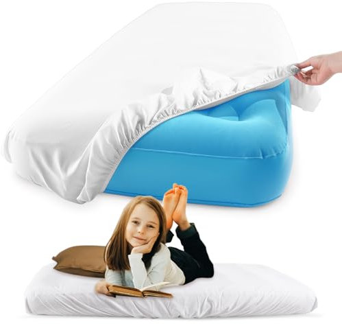 Breling Kids Air Mattress Fitted Sheets Compatible with Intex Cozy Kidz (Sheet Only) Toddler Inflatable Mattress Sheets for Kids Sleepover Party Travel Camping Airbed(White,1 Pcs)