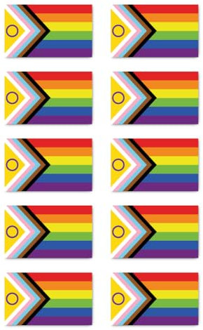 Aufkleber: 50x30 mm, 10 Stück - Flagge - Inclusive Pride - LGBTQ - für Auto, Laptop und mehr