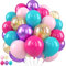 Pink Blue Purple Balloons, Pink and Purple Balloons, Teal Blue Hot Pink Metallic Purple Balloon Gold Confetti Balloon for Gilrs Birthday Baby Shower Party Wedding Bridal Shower Decorations