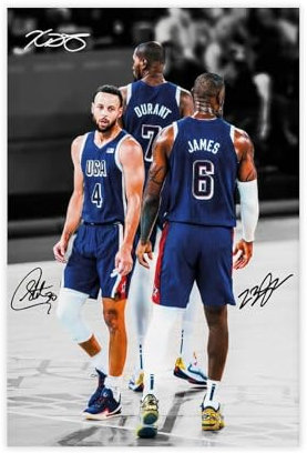 GJHTQLP Leinwandposter Lebron James, Steph Curry, Kevin Durant, Wandkunst, Dekordruck, Gemälde für Wohnzimmer, Schlafzimmer, Dekoration, 30 x 45 cm