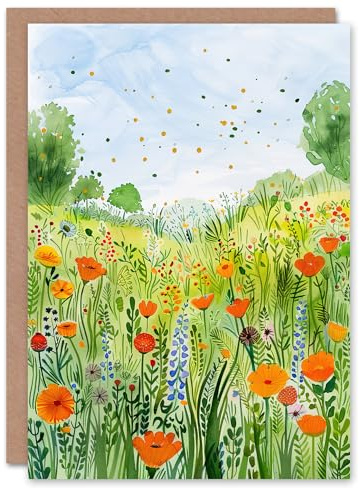 Artery8 Greeting Card California Poppy Reserve Summer Flower Meadow For Her Woman Birthday Card