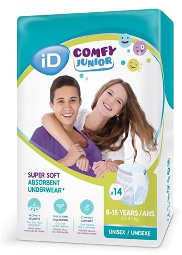 iD Comfy Junior 8-15 Jahre – Packung mit 8 Windeln für Enuresis, Unisex