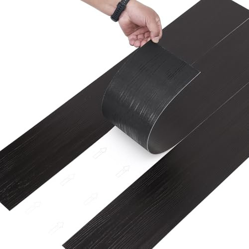 DARDVORLAG PVC Bodenfliesen Selbstklebend – 36 Stück,5,01 m², Wasserfest & Rutschfest – Vinyl Bodenaufkleber für Wohnzimmer & Schlafzimmer (schwarz, 91,4 x 15,2 x 0,1 cm)