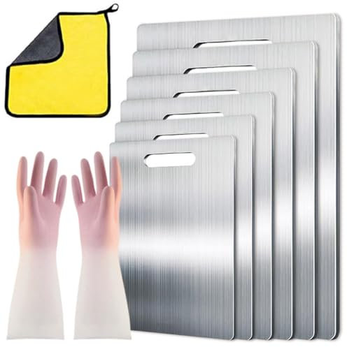 Tagliere da Cucina Acciaio Inox 316 Alimentare, Titanium Cutting Board Igienico, Multifunzionale, Doppia Faccia, Senza BPA, Tagliere Professionale per Carne, Pane, Verdura e Frutta (34 x 23 cm)