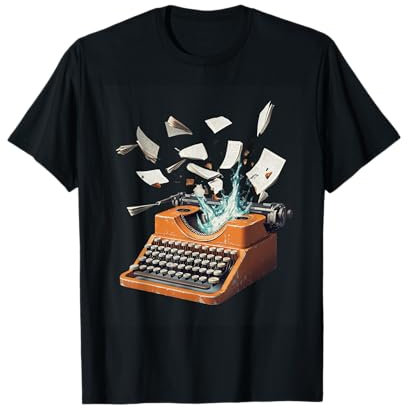 Vintage Schreibmaschine mit fliegenden Seiten T-Shirt