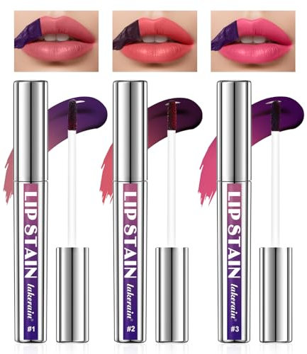 Prreal 3PCS Peel Off Stain Set, Matte Finish Lip Liner Stain Waterproof, Long-lasting Non-sticky Peel Off Lip Liner Stain, Highly Pigmented Tattoo Lip Tint Stain