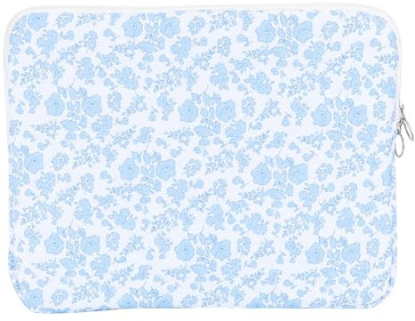 Gsenhui Puffy Laptop Sleeve 13-15.6 Inch Cute Floral Laptop Case Quilted Laptop Protective Case Soft Padded Carrying Bag Laptop Cover