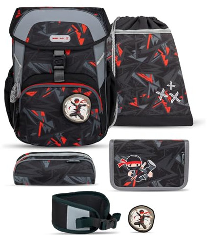 Belmil Maxi Schulranzen Set 6-teilig mit extra Hüftgurt (405-83AG/S/H) (Ninja Game)