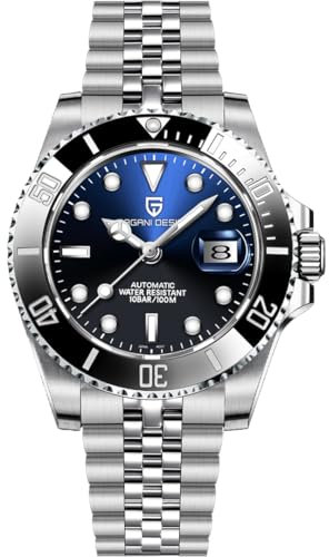 CEYADG Pagani Design Automatische mechanische Uhr für Herren, PD1661, nh35-Uhrwerk, Saphirglas, Edelstahl-Uhr, 40 mm, Datumsanzeige, Farbverlauf, Blau - 5Z, Kausales Geschäft