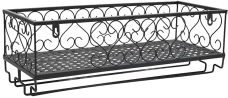 Portabottiglie Montata a Parete, Porta in Vetro in Bottiglia di Vino in Acciaio Al Carbonio, Tocco Vintage, 6 Bottiglie di Vino Rosso 6 Calici, Sala da Pranzo, Bar di Casa,