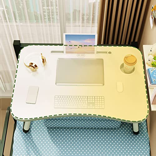 Schoßschreibtisch – Laptoptisch fürs Bett mit Getränkehalter, Kartenschlitz, Laptop-Tablett, Schreibtisch, Notebook-Ständer, Lesepult – Arbeiten von zu Hause und Online-Lernen, 60 x 40 cm, modisch (bl